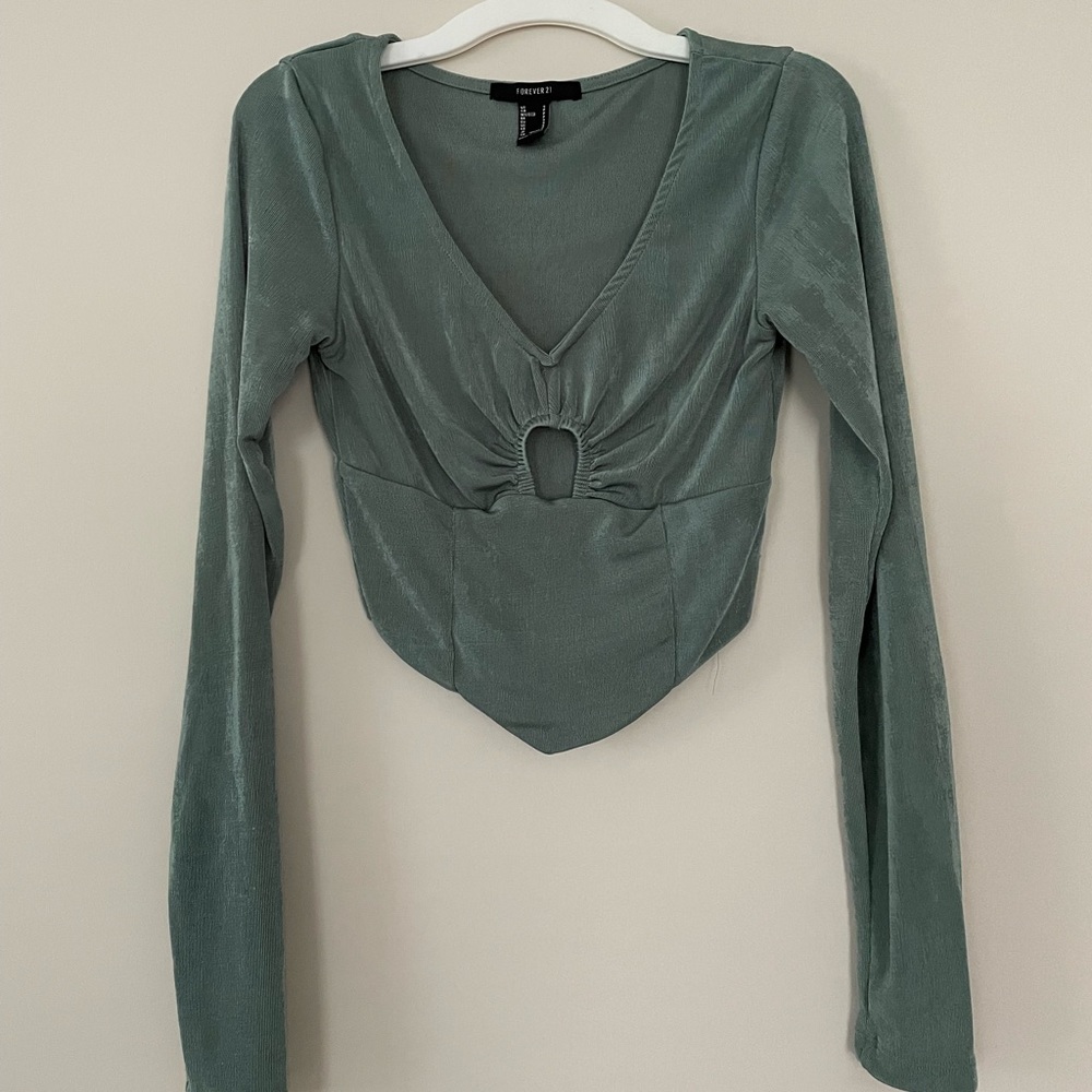 Forever 21 Green Keyhole Crop Top